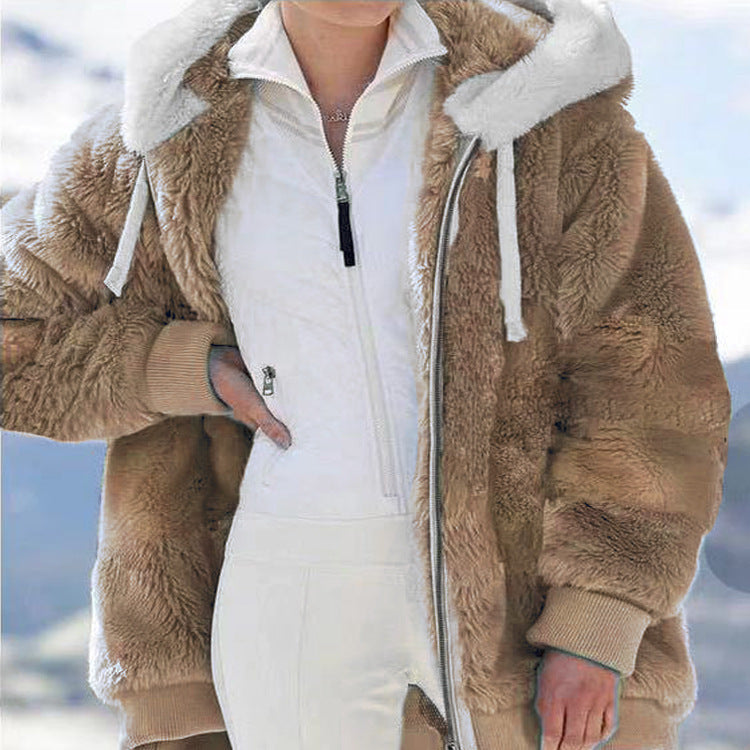 Ein Must-Have für kaltes Wetter ✨ Neue, lockere Plüschjacke mit Reißverschluss und Kapuze für Herbst und Winter, warm und bequem, ohne sperrig zu sein-2