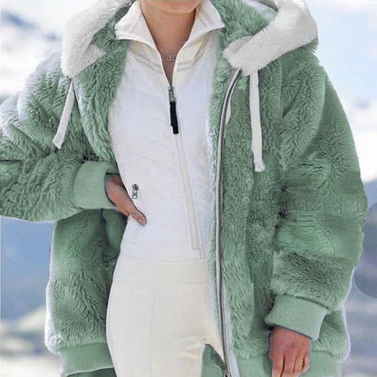 Ein Must-Have für kaltes Wetter ✨ Neue, lockere Plüschjacke mit Reißverschluss und Kapuze für Herbst und Winter, warm und bequem, ohne sperrig zu sein-4