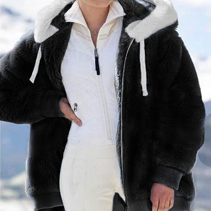 Ein Must-Have für kaltes Wetter ✨ Neue, lockere Plüschjacke mit Reißverschluss und Kapuze für Herbst und Winter, warm und bequem, ohne sperrig zu sein-8