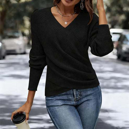 🔥🔥Nur für kurze Zeit 50% Rabatt👚Elegantes, lässiges Strickoberteil mit V-Ausschnitt für Damen-6