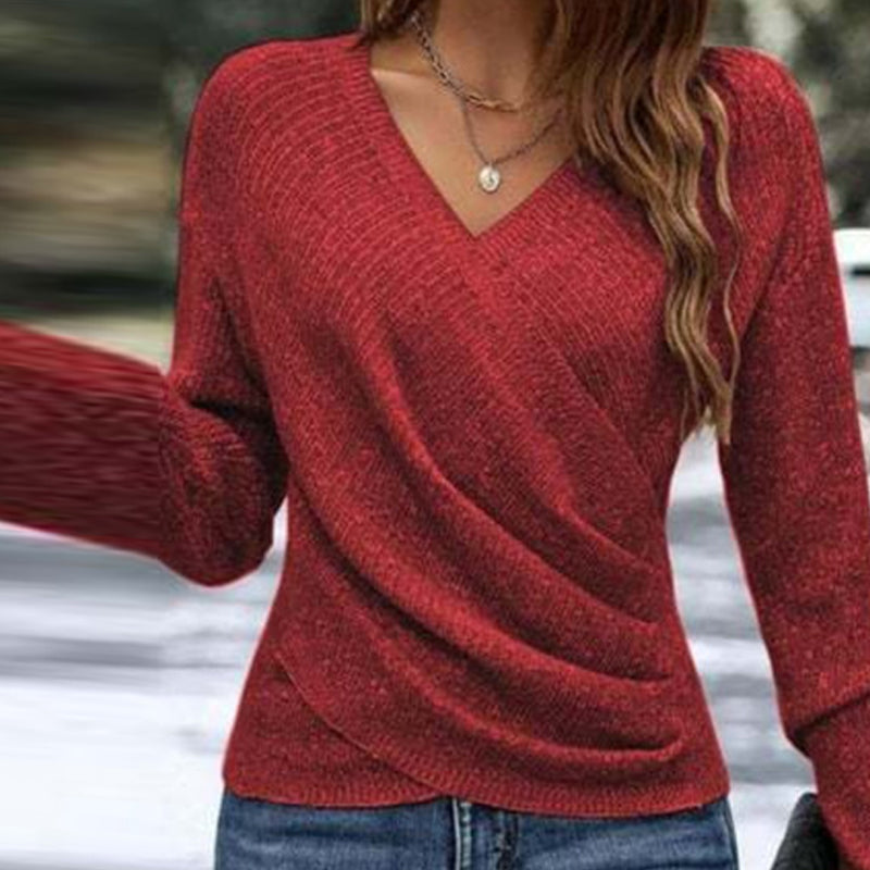 🔥🔥Nur für kurze Zeit 50% Rabatt👚Elegantes, lässiges Strickoberteil mit V-Ausschnitt für Damen-8