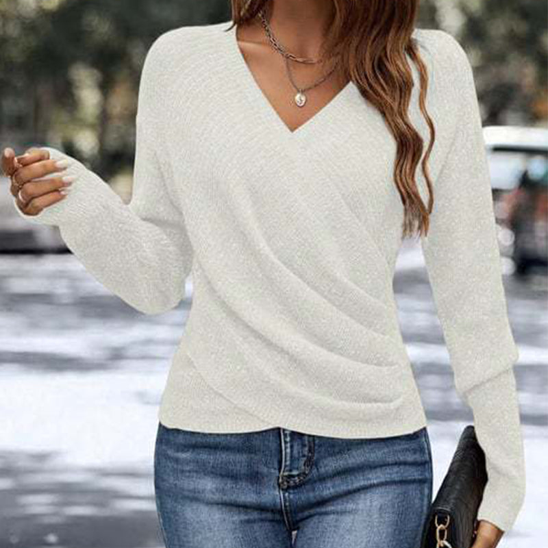 🔥🔥Nur für kurze Zeit 50% Rabatt👚Elegantes, lässiges Strickoberteil mit V-Ausschnitt für Damen-7