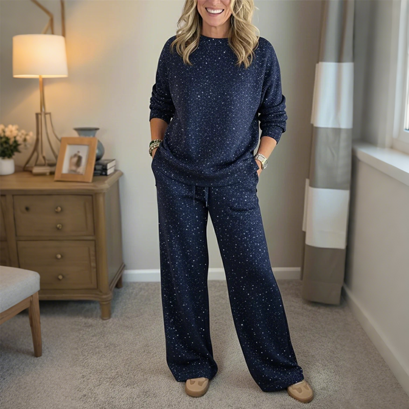 📢📢50%Rabatt!!!🎉✨Damen-Glitzer-Zweiteiler: Pullover & Hose-8