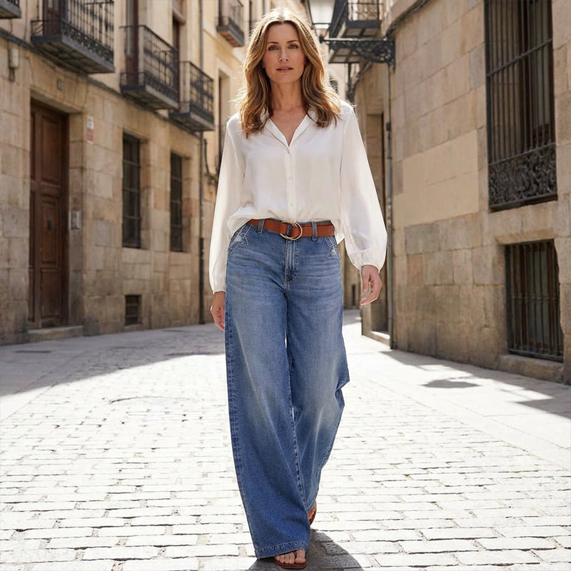 🔥🔥50% RABATT!🎁👖Damen Hochbund & Weitbein: Retro-Style, Bequeme Passform & Lässiger Look 👖✨-5