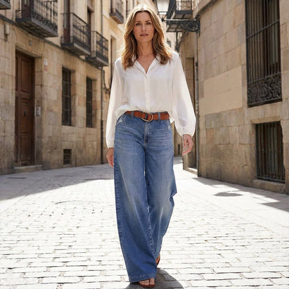 🔥🔥50% RABATT!🎁👖Damen Hochbund & Weitbein: Retro-Style, Bequeme Passform & Lässiger Look 👖✨-5