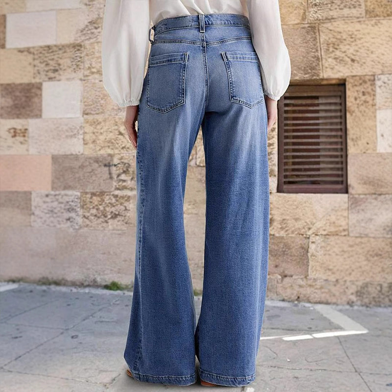 🔥🔥50% RABATT!🎁👖Damen Hochbund & Weitbein: Retro-Style, Bequeme Passform & Lässiger Look 👖✨-2