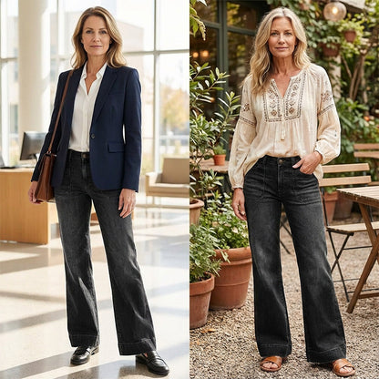 💎👖 Jetzt im Trend – Retro-Flare-Jeans mit Taschen – stylisch und bequem
