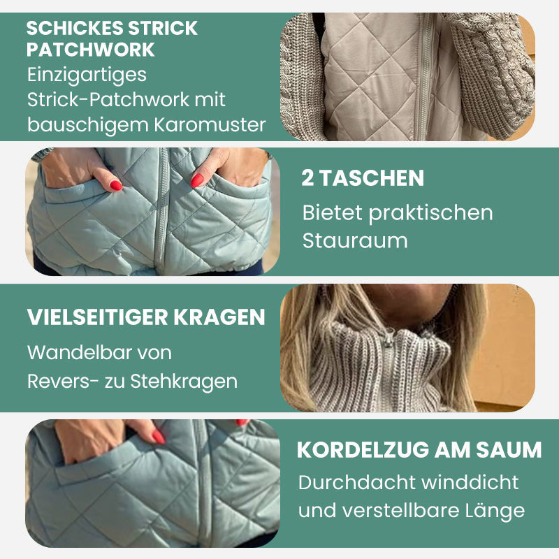 ✨Solange der Vorrat reicht 50% Rabatt!🎉Gestrickte Patchwork-Pufferjacke für Damen-3