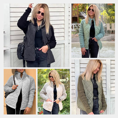 ✨Solange der Vorrat reicht 50% Rabatt!🎉Gestrickte Patchwork-Pufferjacke für Damen-6