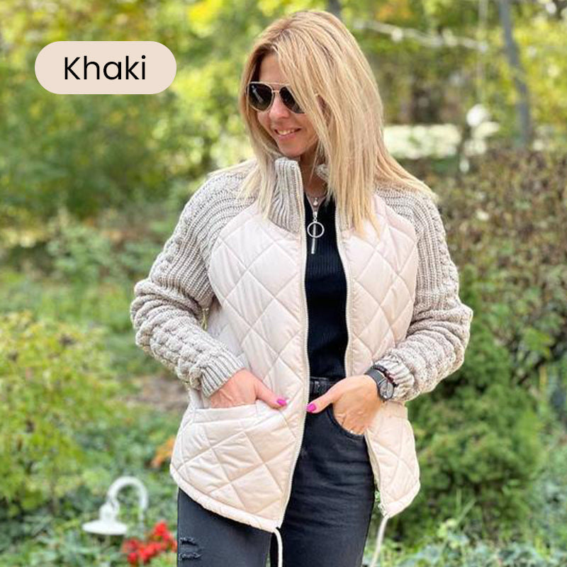 ✨Solange der Vorrat reicht 50% Rabatt!🎉Gestrickte Patchwork-Pufferjacke für Damen-12