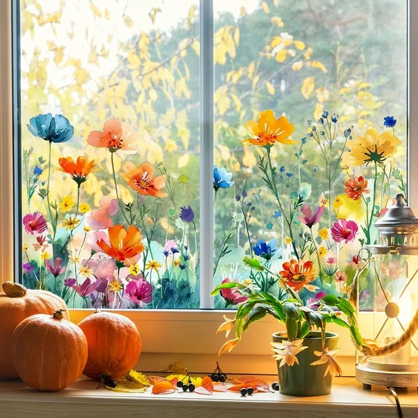 💐Colorful Floral Bouquet Window Sticker🖼️-3