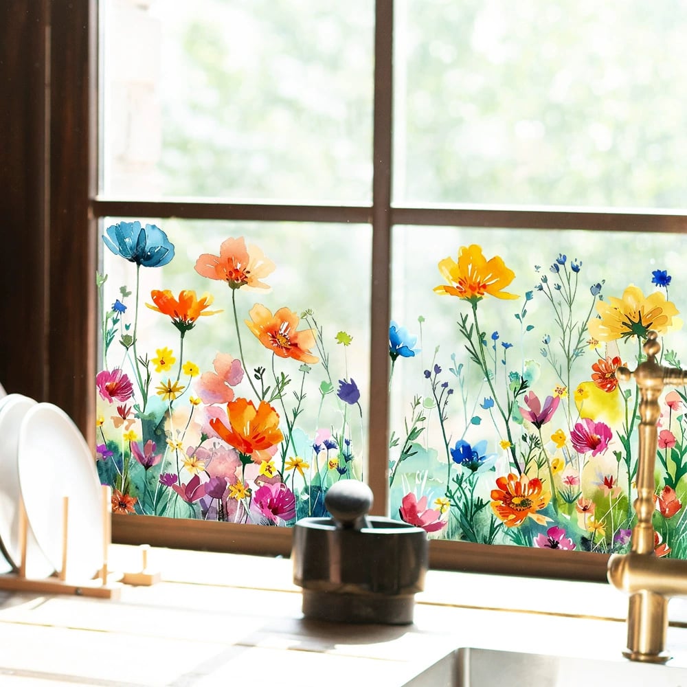 💐Colorful Floral Bouquet Window Sticker🖼️-12