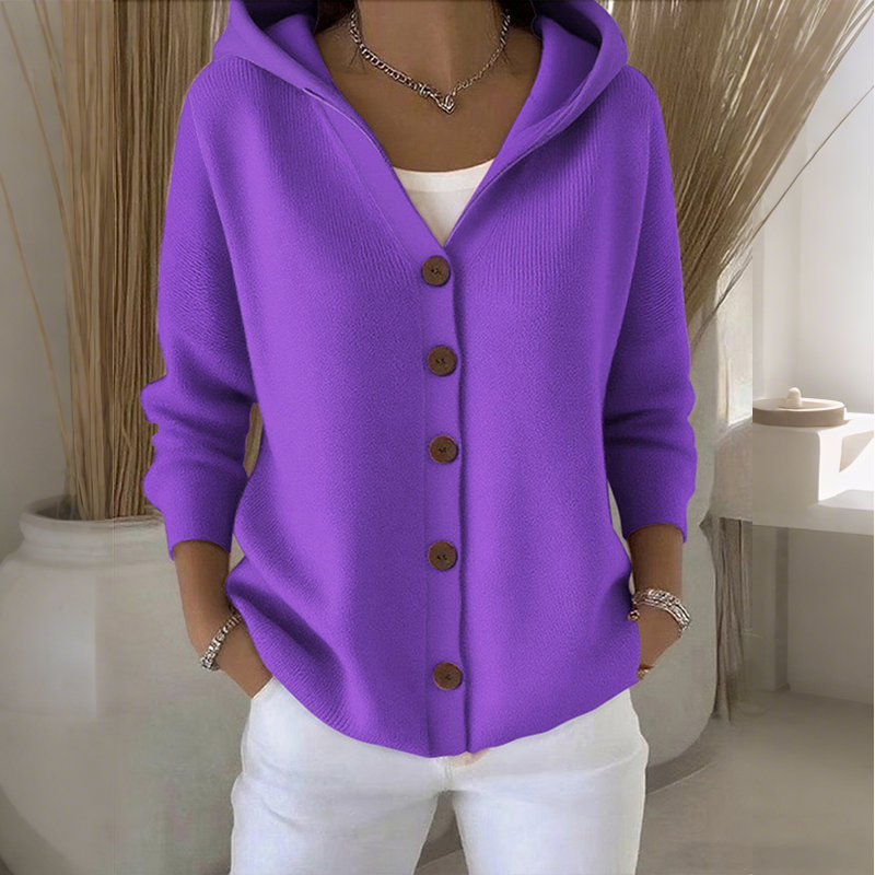 🧥💎 Jetzt im Trend – Strickjacke mit Kapuze und Knopfleiste für Damen🧥🌈