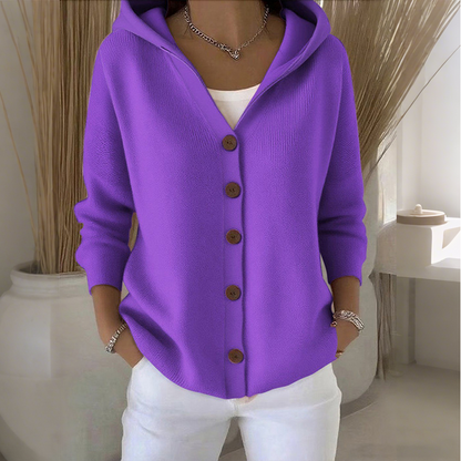 🧥💎 Jetzt im Trend – Strickjacke mit Kapuze und Knopfleiste für Damen🧥🌈