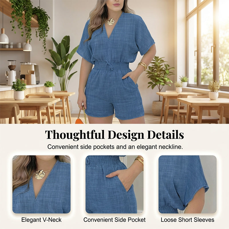 Summer Casual Elastic Waist Romper Shorts-2