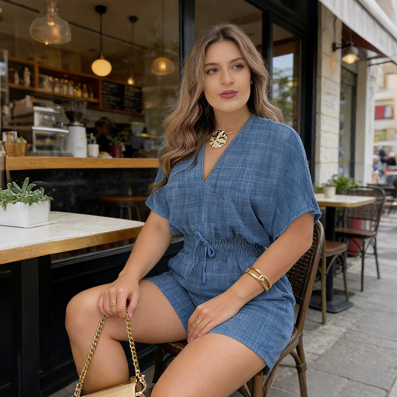 Summer Casual Elastic Waist Romper Shorts-4