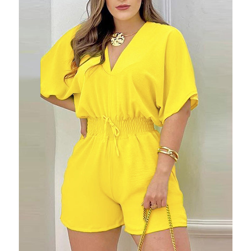 Summer Casual Elastic Waist Romper Shorts-9