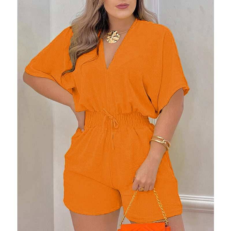Summer Casual Elastic Waist Romper Shorts-10