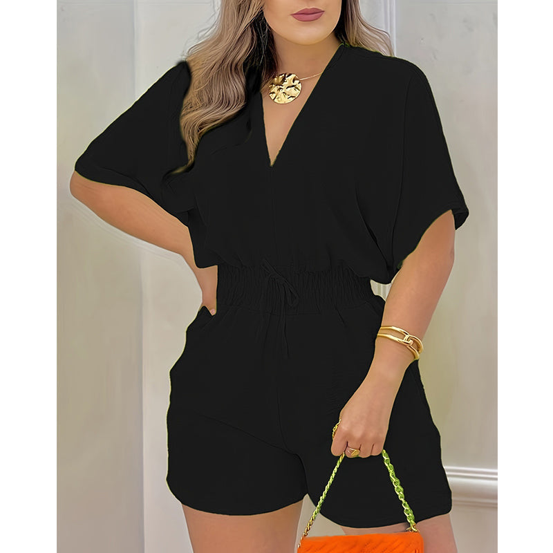 Summer Casual Elastic Waist Romper Shorts-13