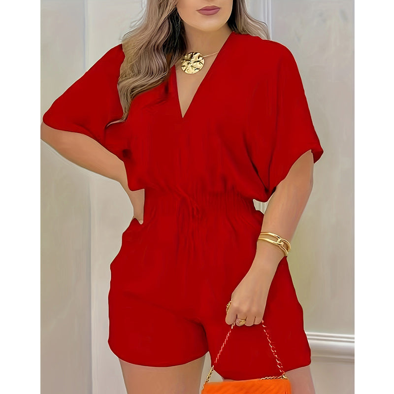 Summer Casual Elastic Waist Romper Shorts-14