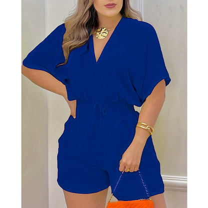Summer Casual Elastic Waist Romper Shorts-16