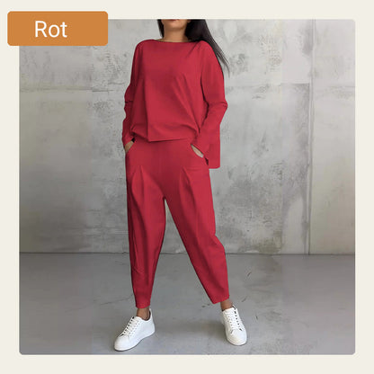2-teiliges Set mit langärmeligem Oberteil mit Rundhalsausschnitt ＆ Hose-10
