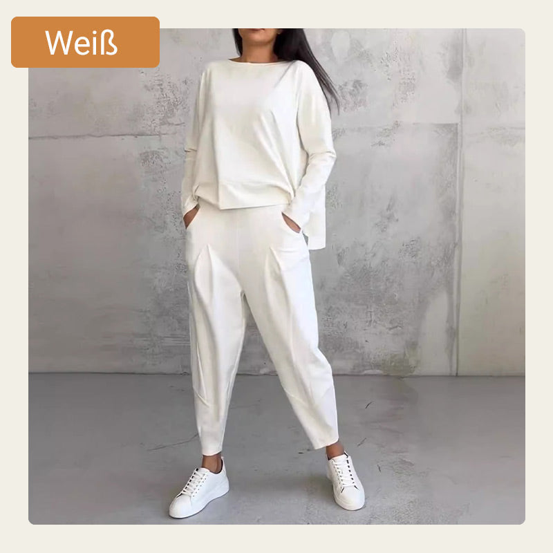 2-teiliges Set mit langärmeligem Oberteil mit Rundhalsausschnitt ＆ Hose-12