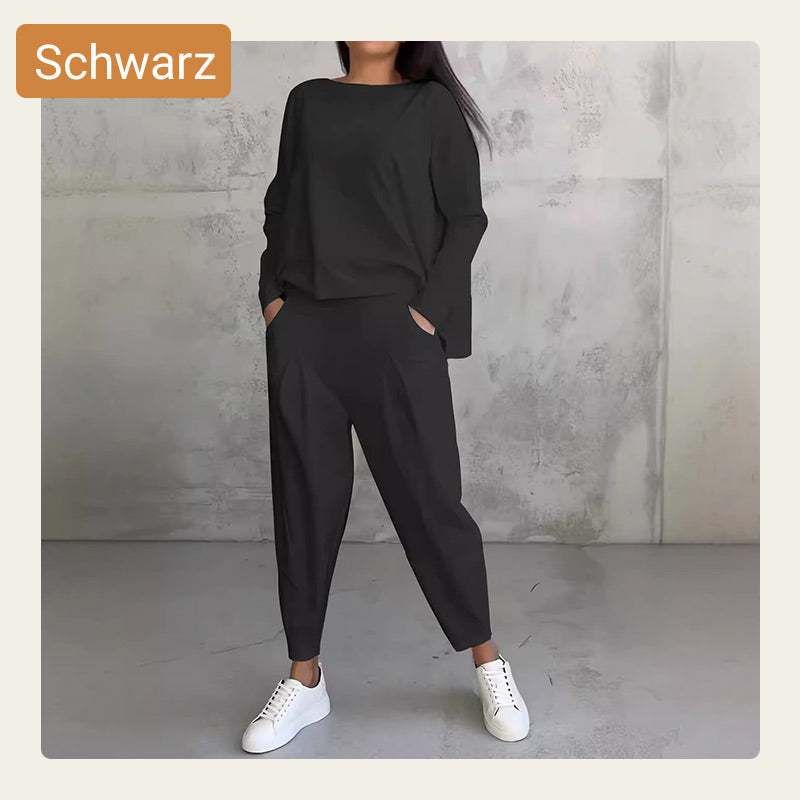 2-teiliges Set mit langärmeligem Oberteil mit Rundhalsausschnitt ＆ Hose-15