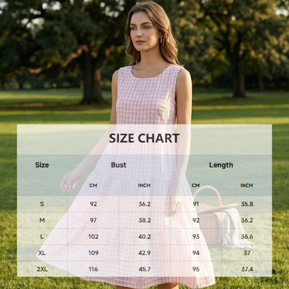 💖LETZTER TAG – 50 % RABATT 💖 Damen Freizeit-Kleid, ärmellos, kariert, A-Linie-2