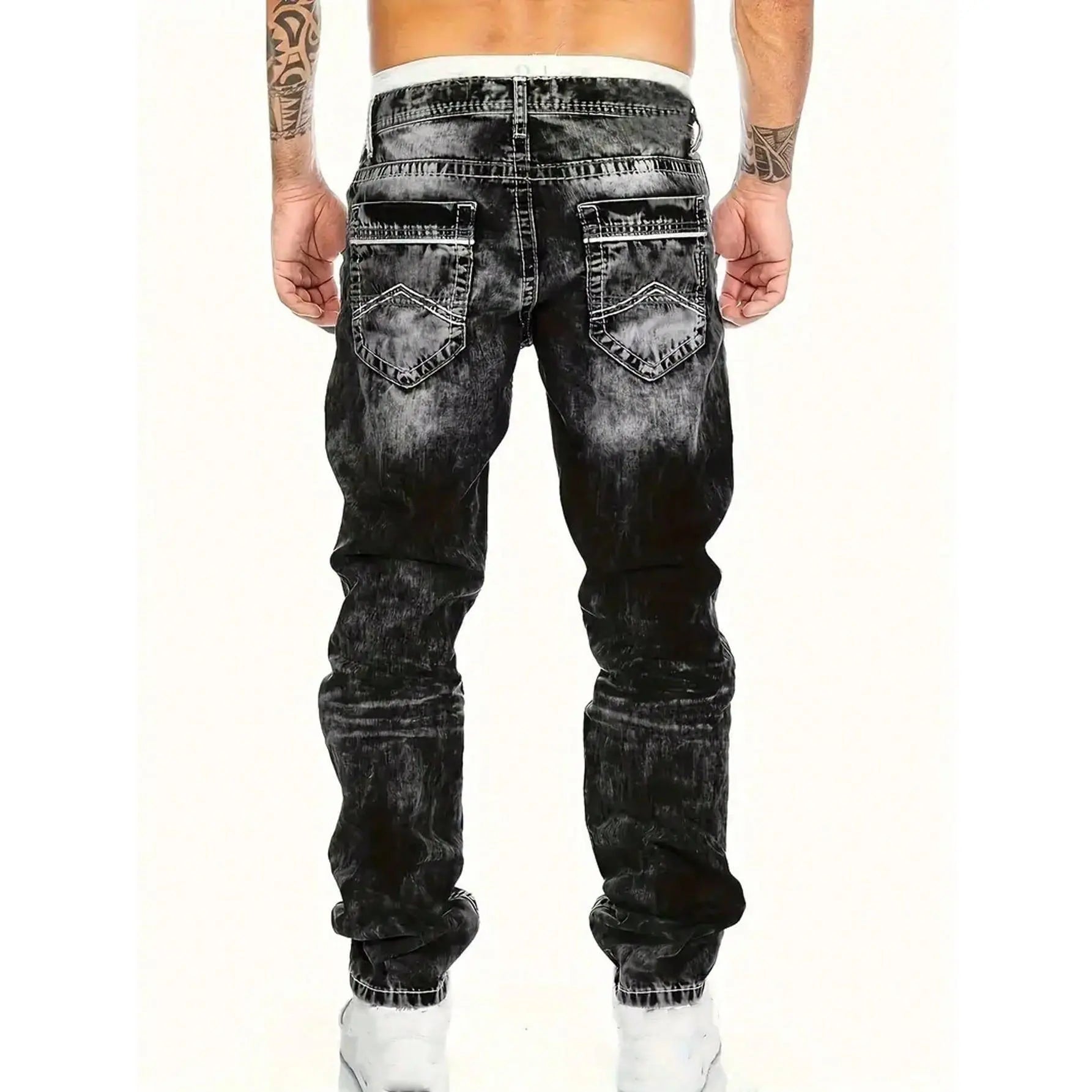 🔥 Men's Fashion Creative Stretch Denim Jeans – Minimalist Style, Perfect for Summer & Emo-Inspired Look 💙-6