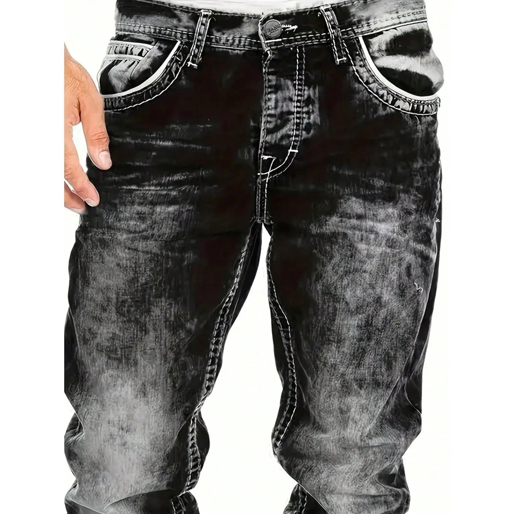 🔥 Men's Fashion Creative Stretch Denim Jeans – Minimalist Style, Perfect for Summer & Emo-Inspired Look 💙-7