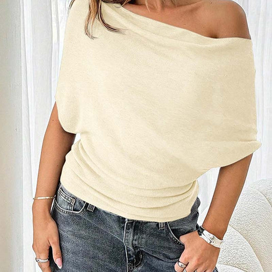 🔥 Heißer Sale: 50 % Rabatt!! 🔥 Asymmetrisches Off-Shoulder-Oberteil mit Fledermausärmeln für Damen