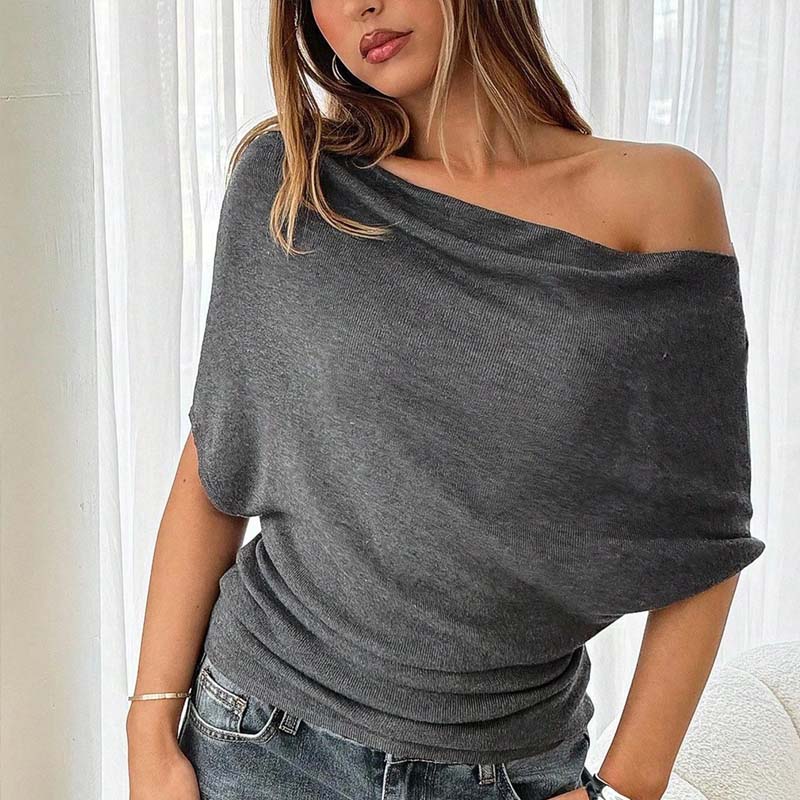 🔥 Heißer Sale: 50 % Rabatt!! 🔥 Asymmetrisches Off-Shoulder-Oberteil mit Fledermausärmeln für Damen-13