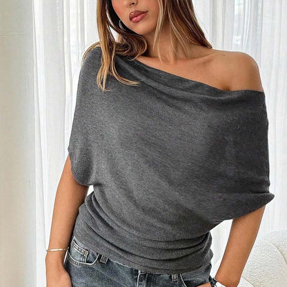 🔥 Heißer Sale: 50 % Rabatt!! 🔥 Asymmetrisches Off-Shoulder-Oberteil mit Fledermausärmeln für Damen-13