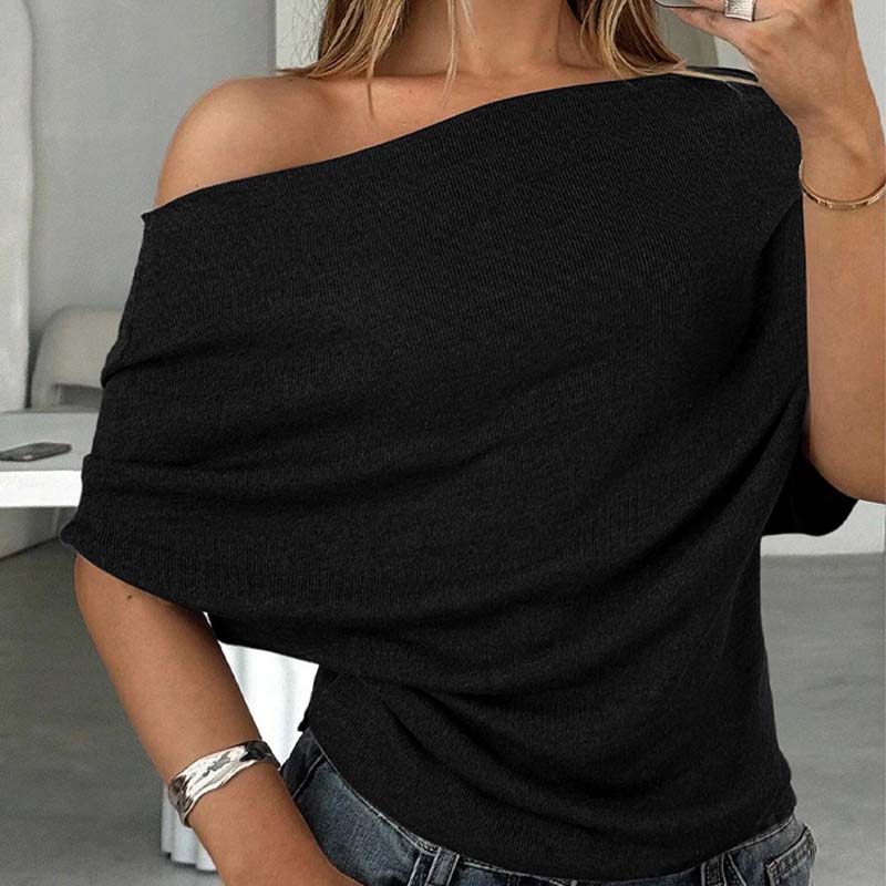 🔥 Heißer Sale: 50 % Rabatt!! 🔥 Asymmetrisches Off-Shoulder-Oberteil mit Fledermausärmeln für Damen-14