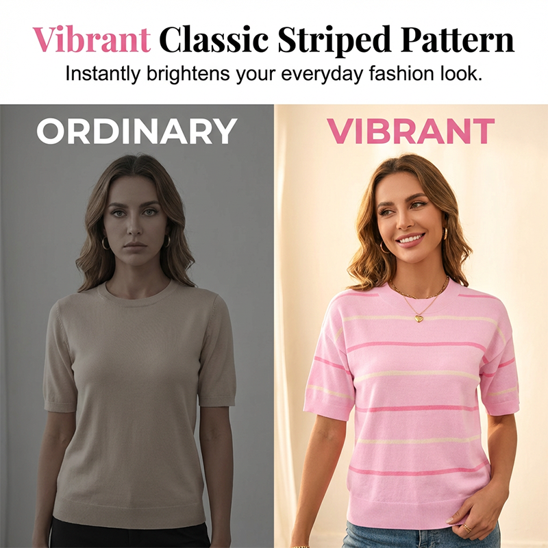 Women's Classic Striped Short-Sleeve T-Shirt-1