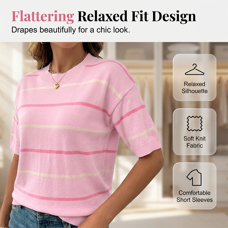 Women's Classic Striped Short-Sleeve T-Shirt-2