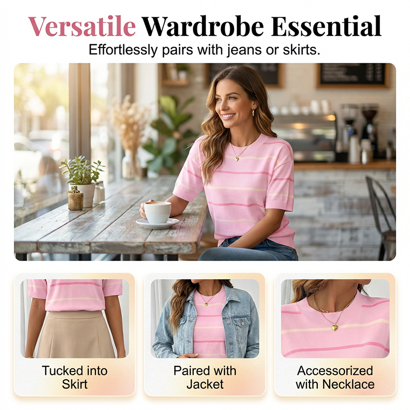 Women's Classic Striped Short-Sleeve T-Shirt-3