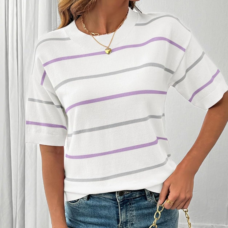 Women's Classic Striped Short-Sleeve T-Shirt-10