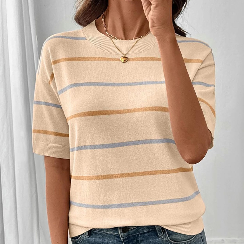 Women's Classic Striped Short-Sleeve T-Shirt-13
