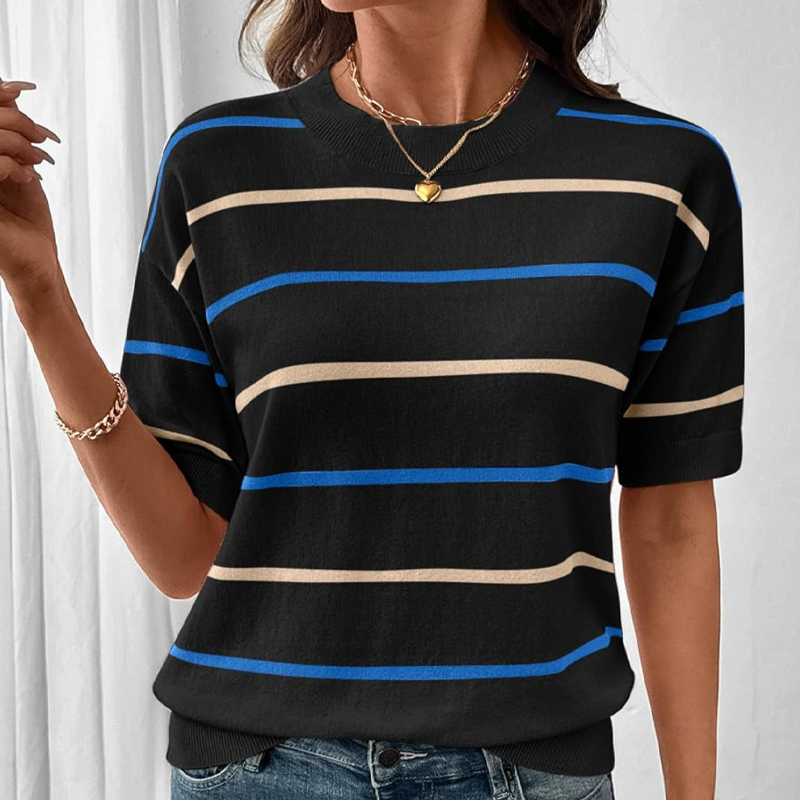 Women's Classic Striped Short-Sleeve T-Shirt-11