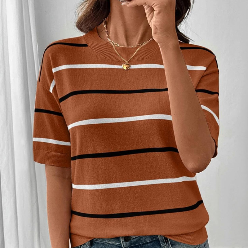 Women's Classic Striped Short-Sleeve T-Shirt-15