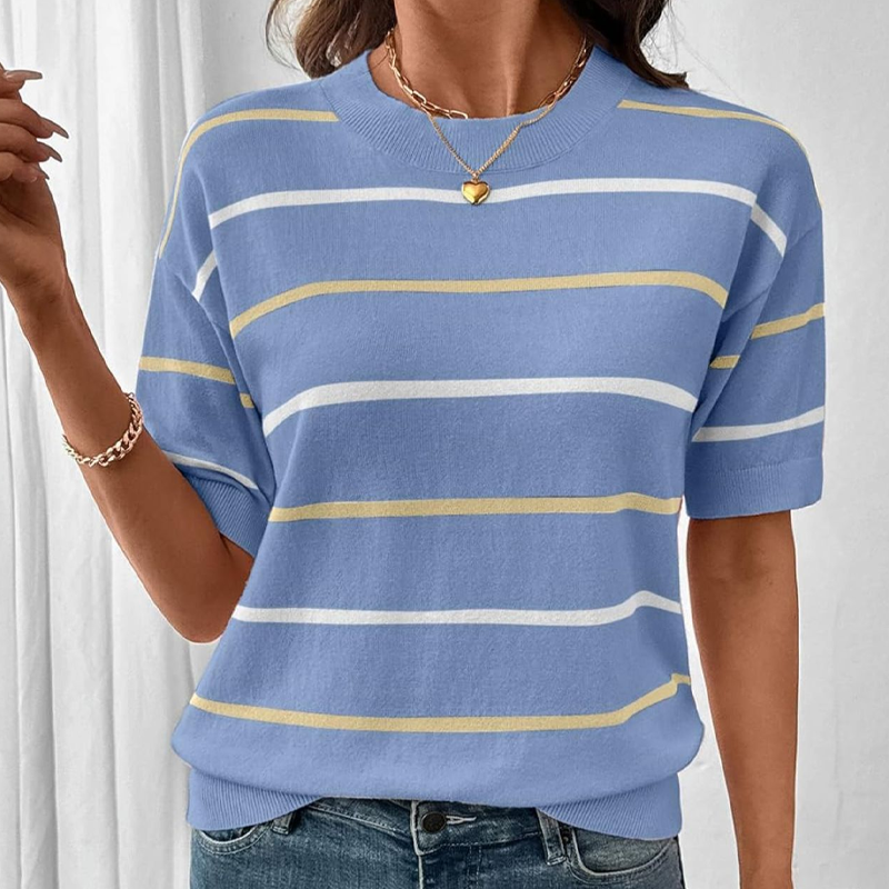 Women's Classic Striped Short-Sleeve T-Shirt-14