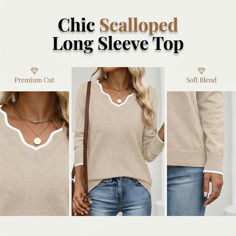 Women’s Casual Long Sleeve Knit Top-1