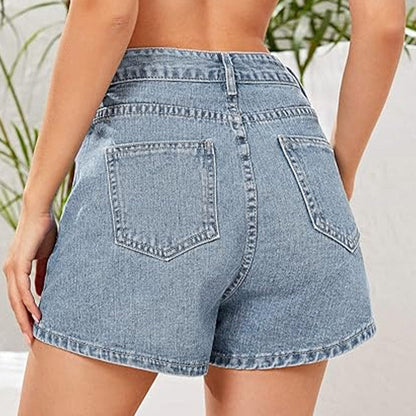 Women's High-Waist Loose Fit Denim Shorts-1