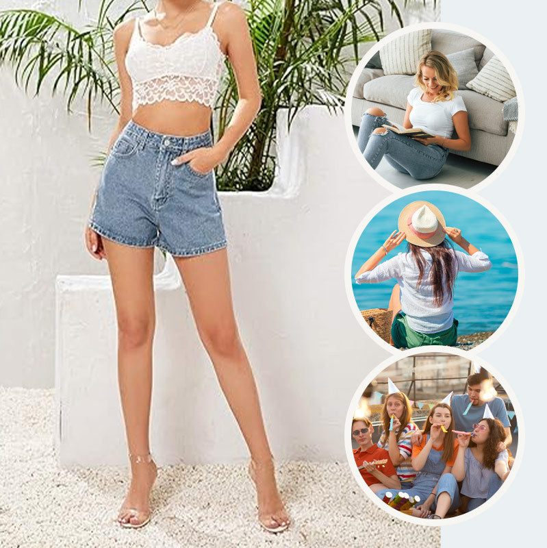 Women's High-Waist Loose Fit Denim Shorts-4