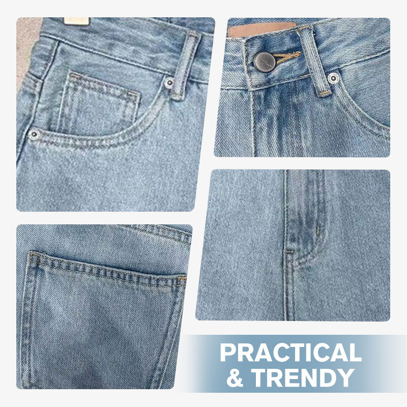 Women's High-Waist Loose Fit Denim Shorts-3