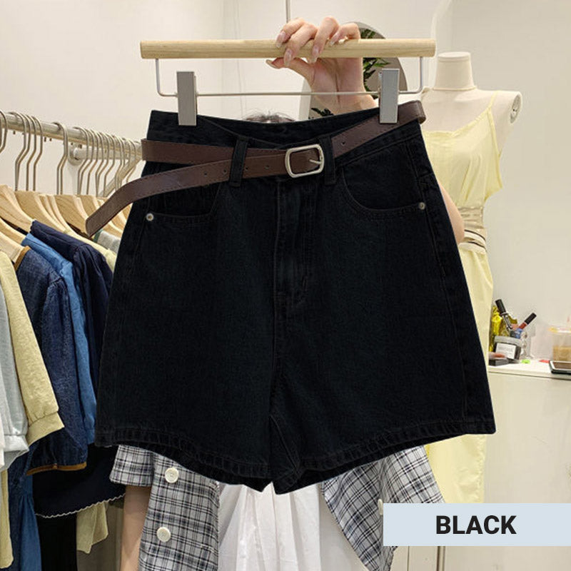 Women's High-Waist Loose Fit Denim Shorts-11