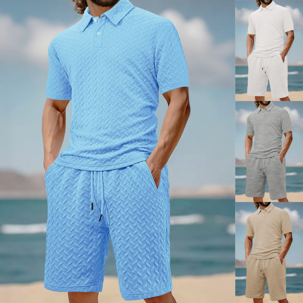 Men's Casual Shirt & Shorts 2-Piece Set-1