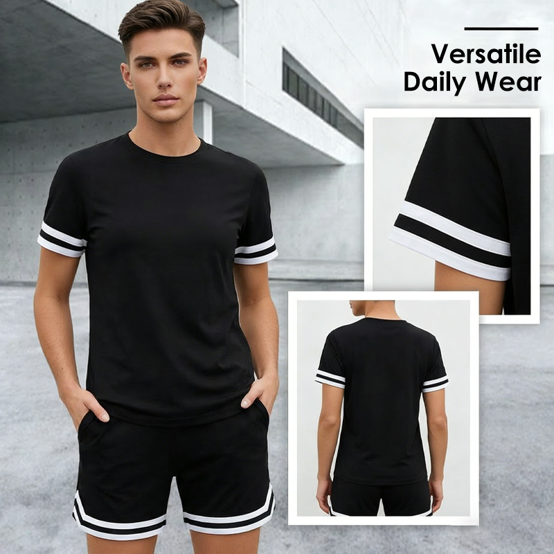 🥳2026 HOT SALE🔥Casual Short Sleeve T-Shirt & Shorts Set-3